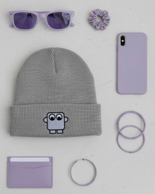 Bestickte Beanie Violett