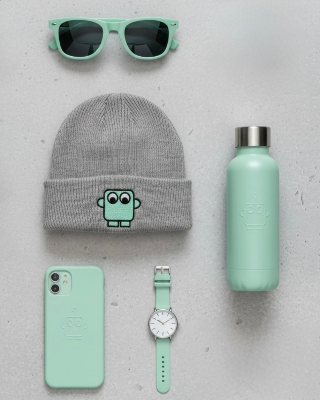 Bestickte Beanie Mint