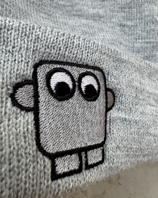 Bestickte Beanie Grau