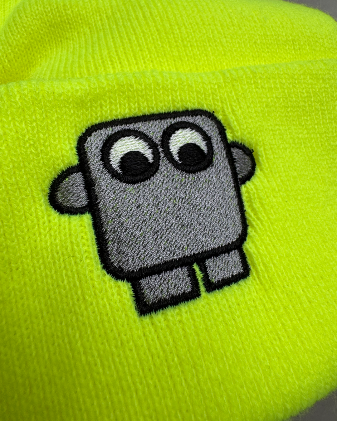 Bestickte Beanie Neon-Gelb