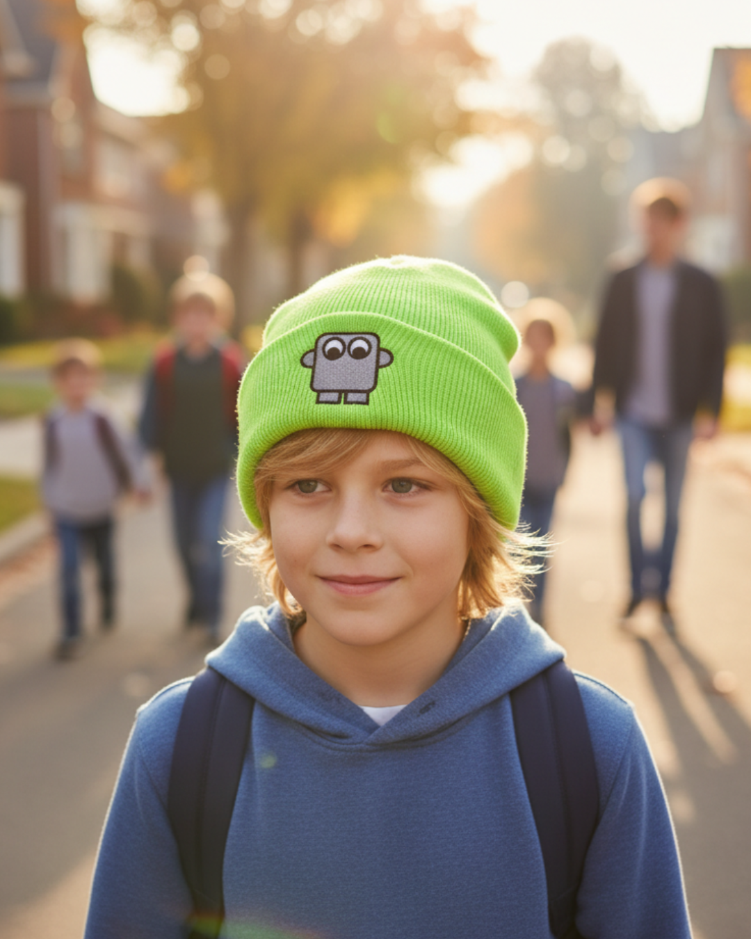 Bestickte Beanie Neon-Grün