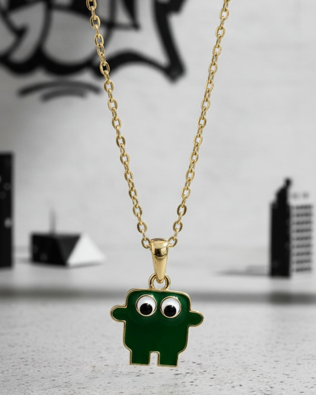 Halskette Dunkelgrün (Gold)