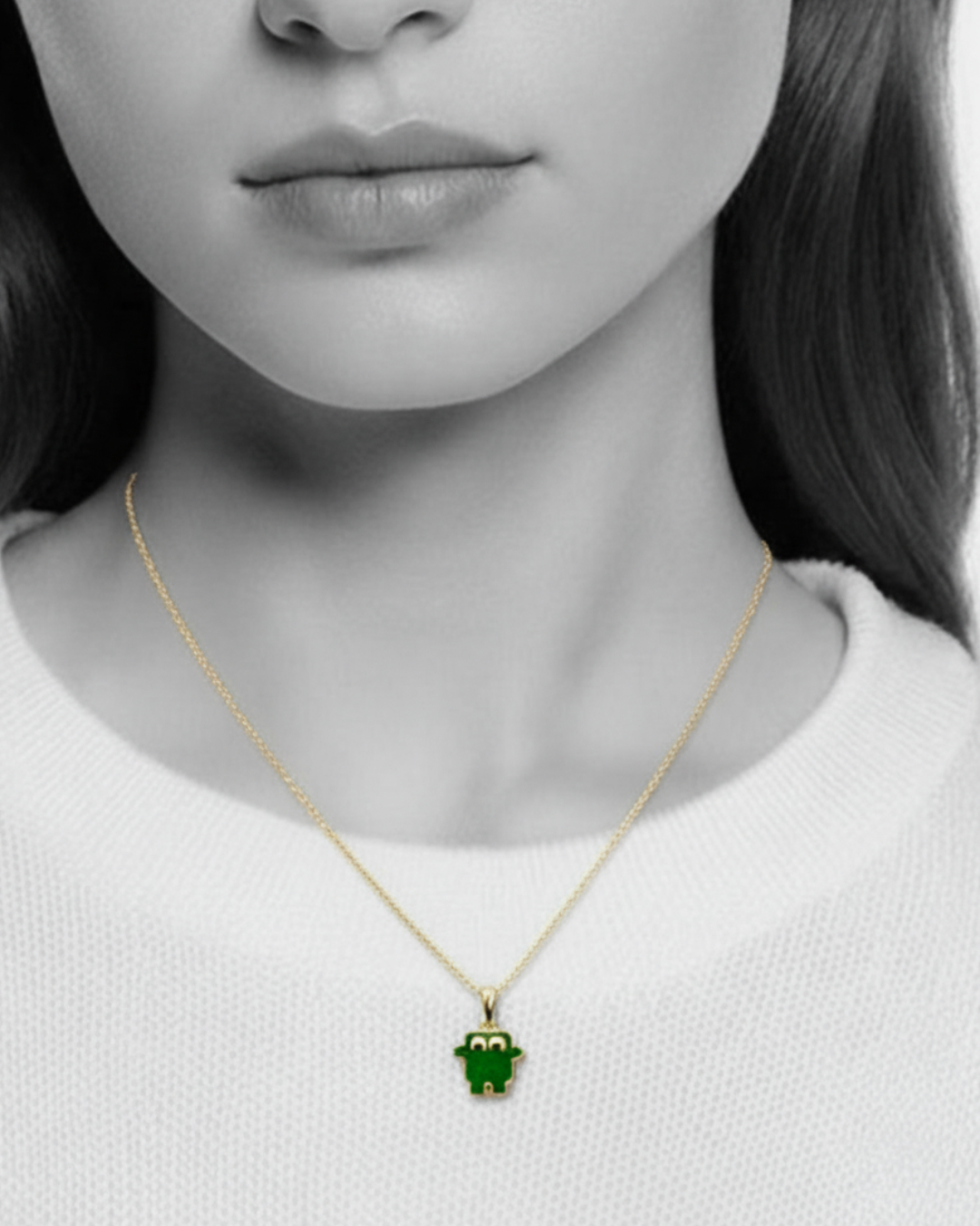 Halskette Dunkelgrün (Gold)